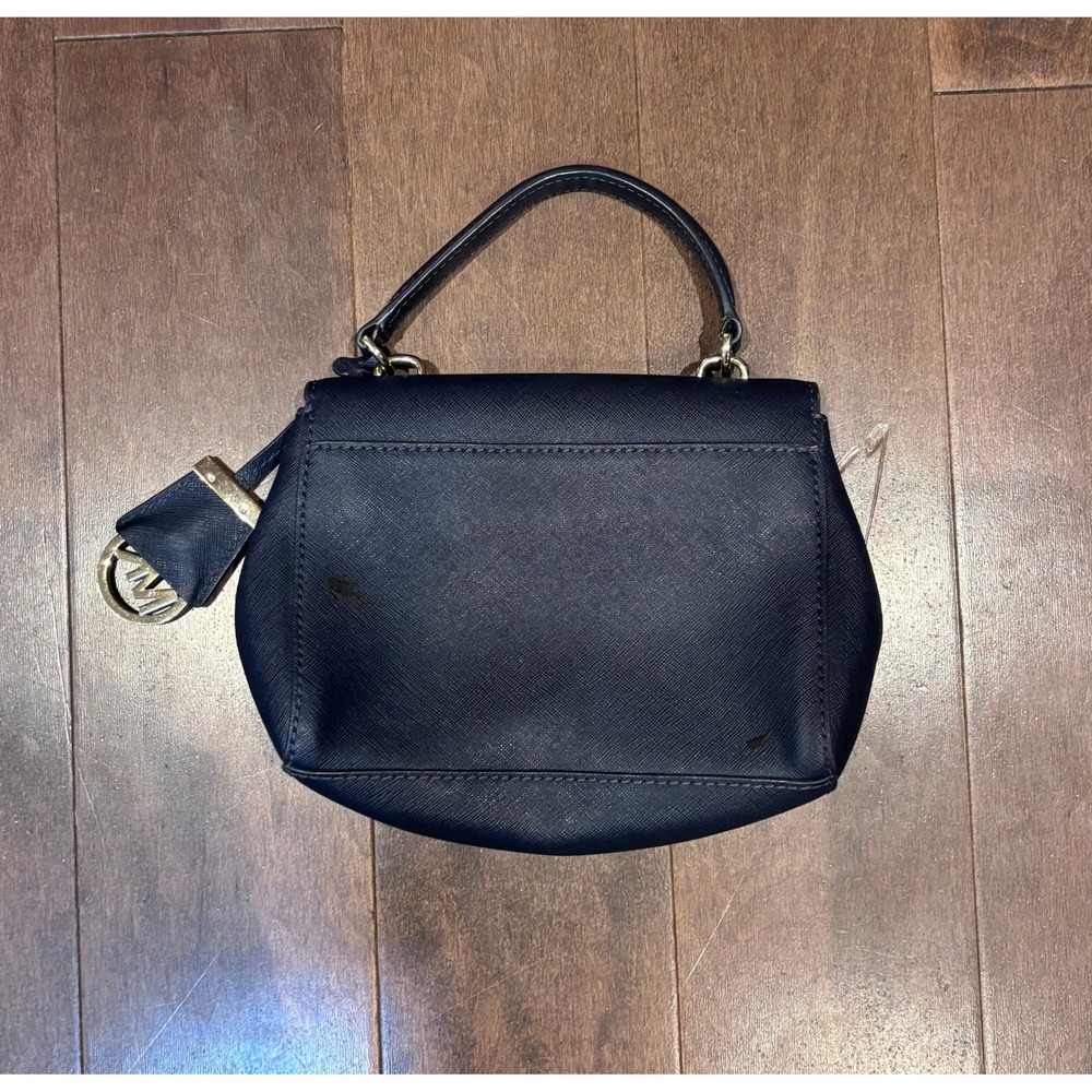 Michael Kors Ava Extra Small Navy Blue Saffiano Leather Top Handle Satchel Bag - Picture 2 of 3